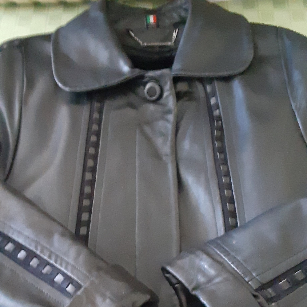 Knoles&Carter black Italian lamb skin leather coat, jacket - Picture 6 of 11
